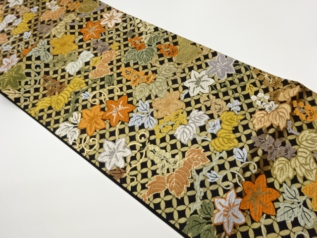 JAPANESE FUKURO OBI / WOVEN FLOWER ARABESQUE